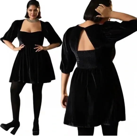 black dress and nude pumps Love Sam Velvet Dress  Sistergolden